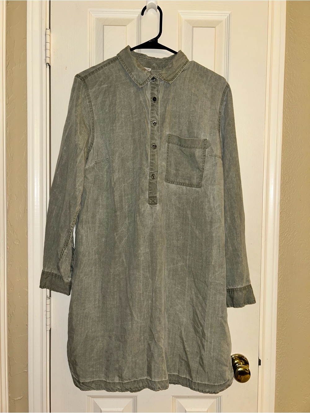 NWOT Old Navy Womens Large Tencel Shirt Dress Midi Casual Relaxed Moss Green